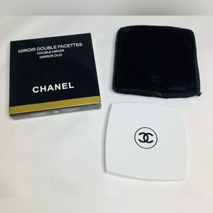 Authentic Chanel White Mirror Duo with Iconic Logo Brand New
